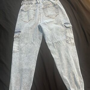 High rise cargo jeans